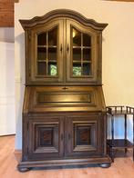 Secretaire vitrine massief eiken, Huis en Inrichting, Kasten | Secretaires, Ophalen, Zo goed als nieuw