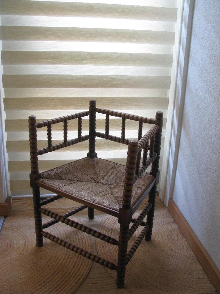 Bobbin * stoel + originele zitting = bies * jaren '30-'40 *, Antiek en Kunst, Antiek | Meubels | Stoelen en Banken, Ophalen