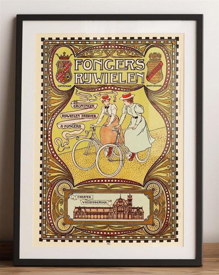 FONGERS Fietsen Nostalgische Affiche Fiets Poster ., Verzamelen, Retro, Overige typen, Verzenden