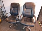 Twee luxe leren bureaustoelen, Ophalen, Zwart, Zo goed als nieuw, Bureaustoel