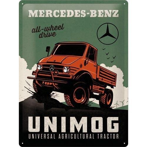 Mercedes Benz Unimog relief reclamebord van metaa wanddeco, Ophalen of Verzenden, Nieuw, Auto's