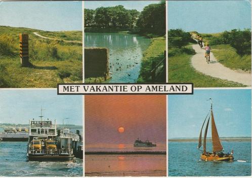 AMELAND Duinlandschap Veerboot Meertje Fietspad Tjalk, Verzamelen, Ansichtkaarten | Nederland, Gelopen, Waddeneilanden, 1960 tot 1980