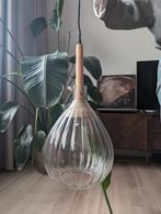 Glazen hanglamp met mangohout van Dutchbone, Huis en Inrichting, Woonaccessoires | Stolpen, Gebruikt, Ophalen