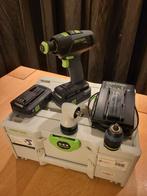 Festool t18+3 set. 24Ah Hp +lader,haakse kop etc., Doe-het-zelf en Verbouw, Ophalen of Verzenden, Boor- en Schroefmachine
