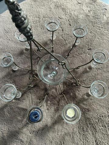 Unieke glazen kroonluchter voor kaarsen beschikbaar voor biedingen