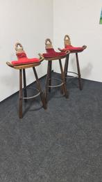 Set van 3 vintage Spaanse bar stoelen, Verzenden, Rood, Metaal, Drie