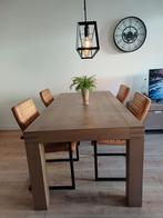 Mooie eikenhouten eettafel Goossens model Clear, Ophalen, Eikenhout, 200 cm of meer, 50 tot 100 cm