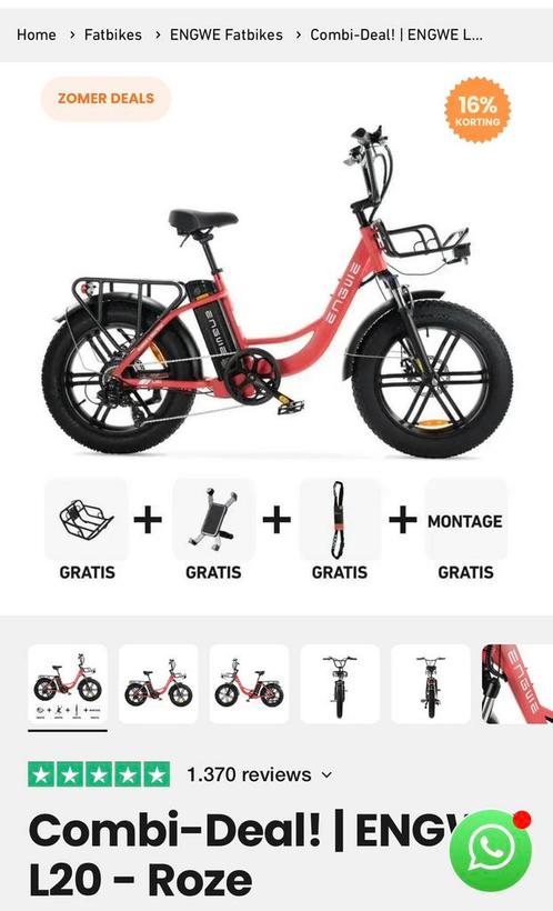 Engwe L20 flamingo fatbike, mama fiets, Fietsen en Brommers, Fietsen | Dames | Damesfietsen, Gebruikt, Overige merken, (Extra) lage instap
