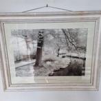2 schilderijen natuur wit houten lijst, Ophalen, Gebruikt, 50 tot 75 cm, Schilderij
