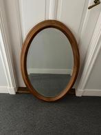 Ovale grenen spiegel met facet geslepen glas, Ophalen, Ovaal, 50 tot 100 cm, Minder dan 100 cm
