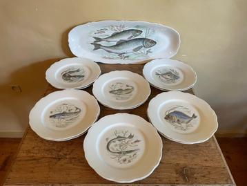Decoratief Vis servies Borden en visschaal Limoges Porselein beschikbaar voor biedingen