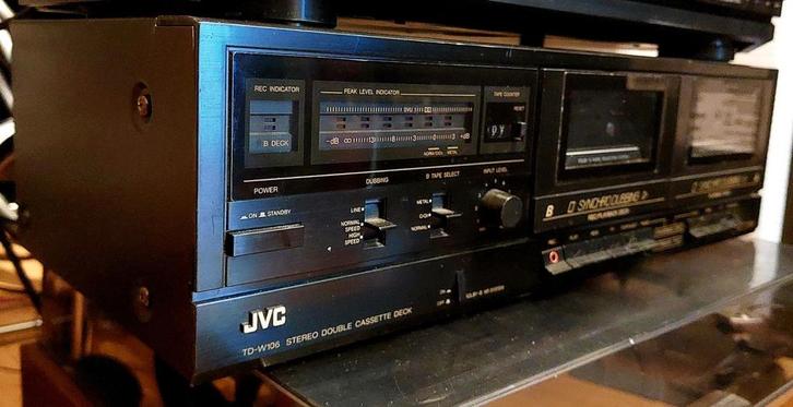 JVC TD-W106 Dubbel Cassettedeck, Audio, Tv en Foto, Cassettedecks, JVC, Auto-reverse, High speed dubbing, Ophalen of Verzenden