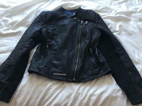 Superdry zwart leren dames biker Jack jas M, Kleding | Dames, Jassen | Winter, Gedragen, Maat 38/40 (M), Zwart, Verzenden