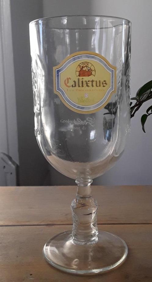 Groot bierglas op voet (bokaal) van grolsch calixtus, Verzamelen, Biermerken, Gebruikt, Glas of Glazen, Grolsch, Ophalen of Verzenden