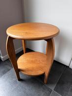 Vintage blank eiken bijzettafel/ plantentafel, Huis en Inrichting, Minder dan 55 cm, Gebruikt, Rond, Vintage/antiek