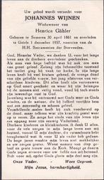 Wijnen Johannes 1861 Someren 1957 Goirle, Verzamelen, Ophalen of Verzenden, Bidprentje