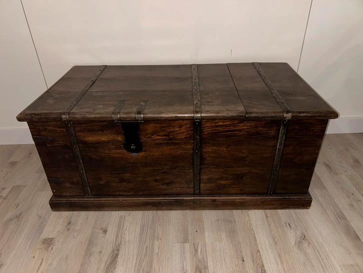 Antieke houten wijnkist, Huis en Inrichting, Woonaccessoires | Kisten, Zo goed als nieuw, Minder dan 50 cm, Ophalen of Verzenden