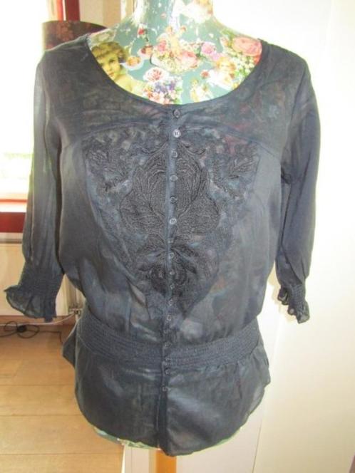 D182 Warehouse mt 34 nieuw label blouse donkerblauw zwart, Kleding | Dames, Blouses en Tunieken, Nieuw, Maat 34 (XS) of kleiner