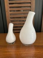 2x Fidrio vaasje Pisa klein en groot, Wit, Ophalen of Verzenden, Minder dan 50 cm, Glas