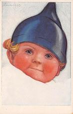 Carl Lindenberg Baby met blauwe muts en blauwe ogen Vintage, Ongelopen, Kinderen, Ophalen of Verzenden, Voor 1920