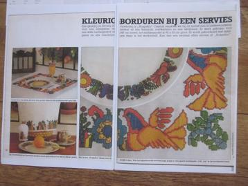 Kleurig borduren bij een servies Acapulco + DMC kleurcodes beschikbaar voor biedingen