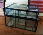 Showcase kistjes etc. zwart glas, Antiek en Kunst, Ophalen of Verzenden