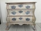 Brocante antiek vintage dressoir van hout / white-wash, Huis en Inrichting, Kasten | Dressoirs, Gebruikt, Met lade(s), 25 tot 50 cm