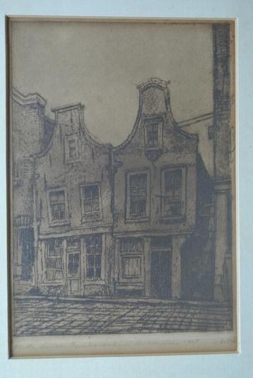 Adri van Dijk ets lombardstraat Rotterdam 1925 beschikbaar voor biedingen