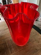 Prachtige rode zakdoek vaas, Ophalen, Minder dan 50 cm, Rood, Glas