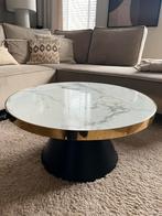 Richmond Interiors Salontafel Wit Marmer / Goud / Zwart, Huis en Inrichting, Tafels | Salontafels, Ophalen, 50 tot 100 cm, Rond