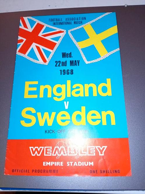 Programma boekje England versus Sweden 22 Mei 1968, Verzamelen, Sportartikelen en Voetbal, Zo goed als nieuw, Boek of Tijdschrift