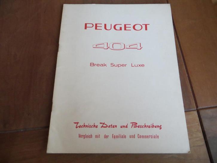 Peugeot 404 Break Super Luxe eigenschappen en techniek 1965, Boeken, Auto's | Folders en Tijdschriften, Zo goed als nieuw, Peugeot