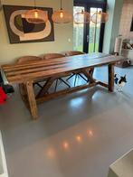Oude kloostertafel eettafel barnwood eiken, Ophalen, 200 cm of meer, 50 tot 100 cm, Zo goed als nieuw