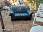 Leren tweezits bank zwart, Huis en Inrichting, Ophalen of Verzenden, Gebruikt, Leer