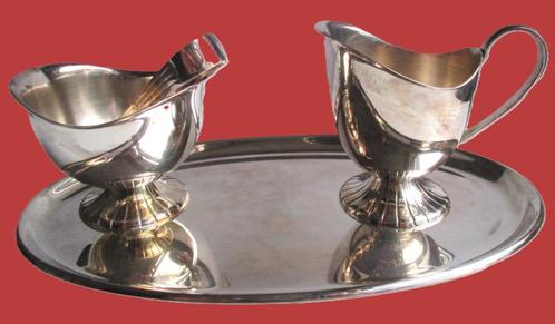 Roomstel verzilverd~Koffiesetje Douwe Egberts Suiker Melkkan, Antiek en Kunst, Antiek | Goud en Zilver, Ophalen of Verzenden