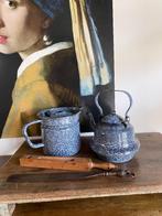 Brocante grijs gewolkte emaille ketel/melkpan, Ophalen of Verzenden