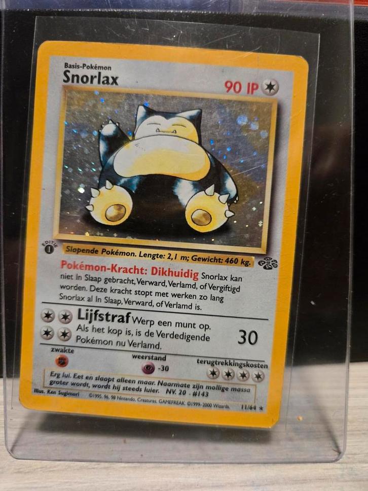 Snorlax 1st Edition Nederlands - Zeldzaam!, Hobby en Vrije tijd, Verzamelkaartspellen | Pokémon, Gebruikt, Losse kaart, Ophalen of Verzenden