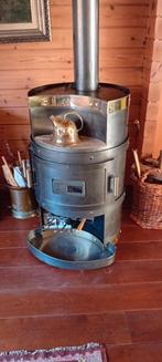 Houtkachel met messingbeslag, Ophalen, Zo goed als nieuw