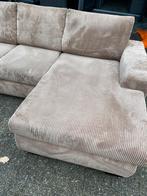 !!ACTIE!! BRUINE RIBSTOF HOEKBANK, GRATIS LEVERING, Huis en Inrichting, Metaal, 250 tot 300 cm, Verzenden, Hoekbank