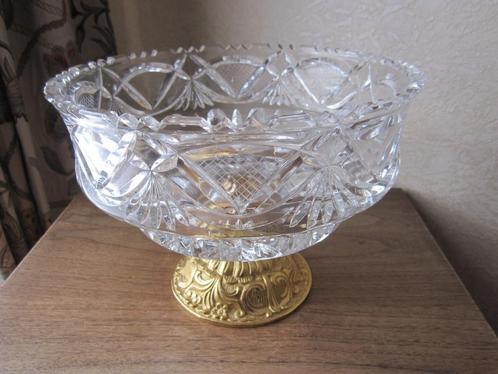 Prachtige ormolu pedestal tazza - kristal bowl, Antiek en Kunst, Antiek | Glas en Kristal, Verzenden