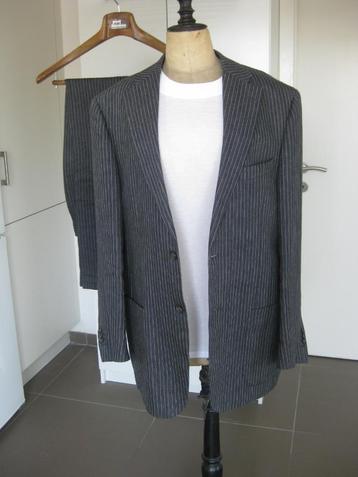 Linnen Kostuum Blauw/Met Streep Als Nieuw  Maat 50 beschikbaar voor biedingen