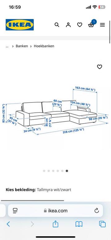 Hoekbank IKEA kivik lichtgrijs - afbeelding 6