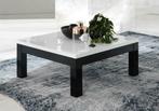 Salontafel Vierkant 100x100 cm MDF hoogglans wit zwart-sale, 50 tot 100 cm, Vierkant, Nieuw, Minder dan 50 cm