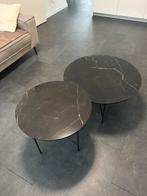 Salontafels rond marmerlook, Huis en Inrichting, Tafels | Salontafels, Ophalen, Rond, 50 tot 100 cm, Zo goed als nieuw