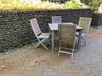 Inklapbaar Tuinset met tafel, “ boatset “ teak / aluminium. beschikbaar voor biedingen