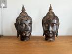 Set van twee houten Boeddha hoofden, Gebruikt, Ophalen