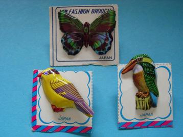 Blikken vogel vlinder broche uit Japan badge pin