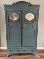 Antieke linnenkast met spiegelraampjes, Huis en Inrichting, Kasten | Overige, Ophalen, Gebruikt