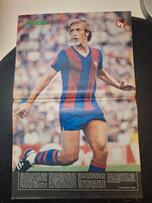 Oude poster Johan Neeskens bij FC Barcelona, Verzamelen, Sportartikelen en Voetbal, Zo goed als nieuw, Poster, Plaatje of Sticker