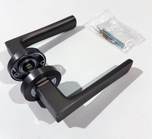 4X INTERSTEEL CANDY DEURKRUK OP ROND ROZET ANTRACIET/CHROOM, Doe-het-zelf en Verbouw, Hang- en Sluitwerk, Nieuw, Klink of Kruk